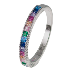 Anillo de plata con circonitas multicolor | Elegante y moderno