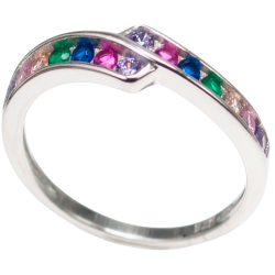 Anillo de plata con circonitas multicolor | Elegante y moderno