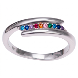 Anillo de plata con circonitas multicolor | Elegante y moderno